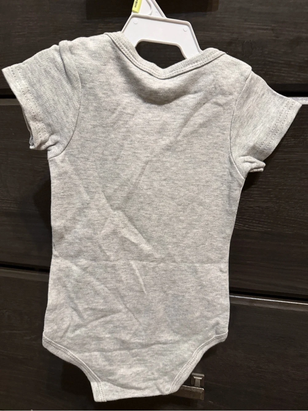 Luvable Friends Grey One-Piece with Blue, Navy, Yellow and White Lettering